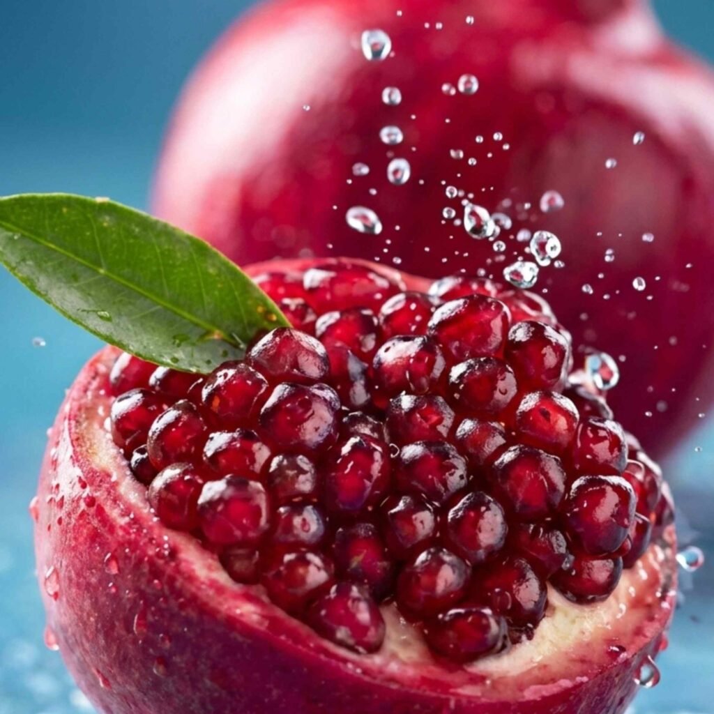 Fresh red pomegranate aesthetic background