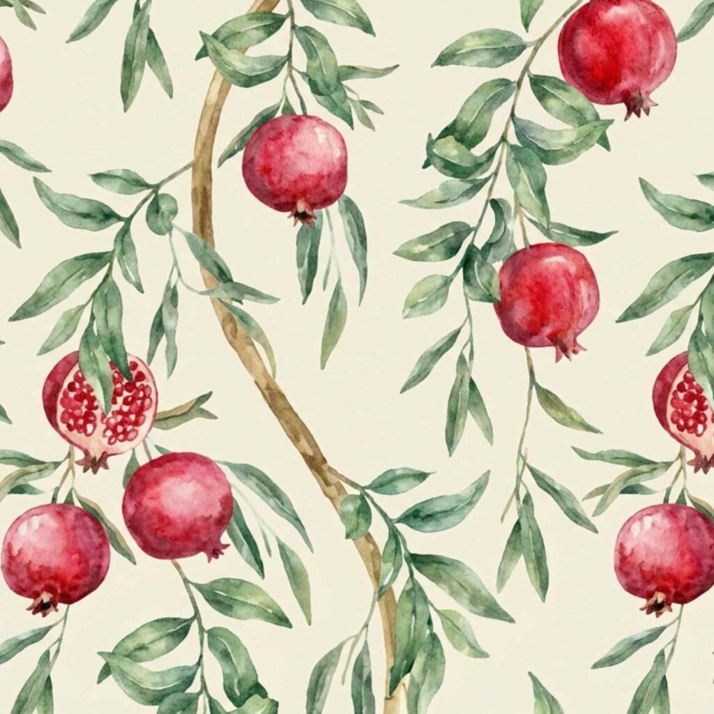 Pomegranate wallpaper with natural colors