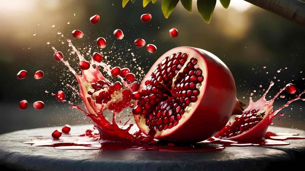 Red fruit wallpaper with pomegranate slices